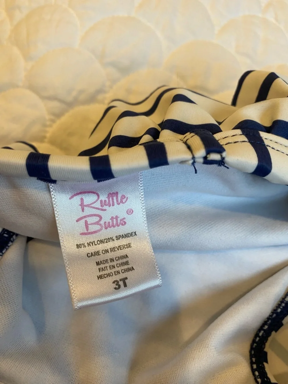 Ruffle Butts Girls Striped Swim Top 3T